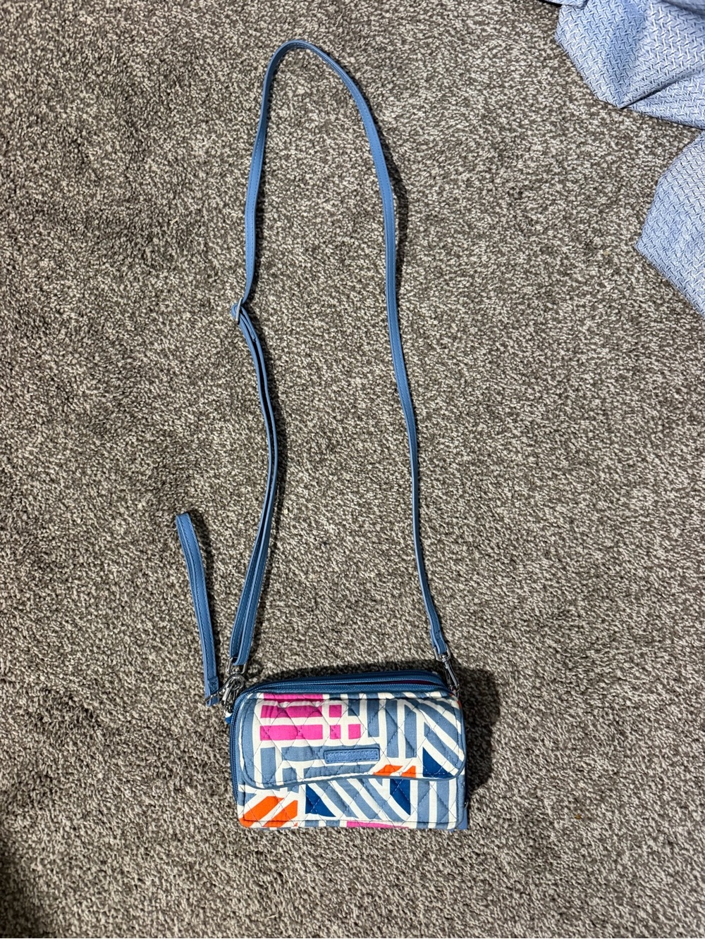Vera Bradley Blue Multicolor Geometric Crossbody Wallet